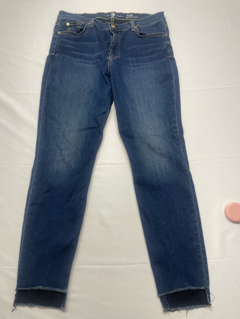 7 ForAll Mankind Ankle Gwenevere Women’s Dark Blue Raw Hem Skinny Jeans